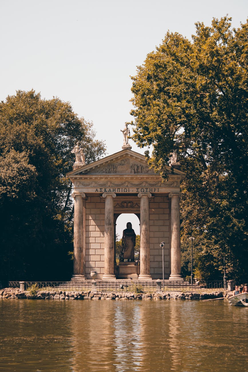 temple of aesculapius by lake in rome