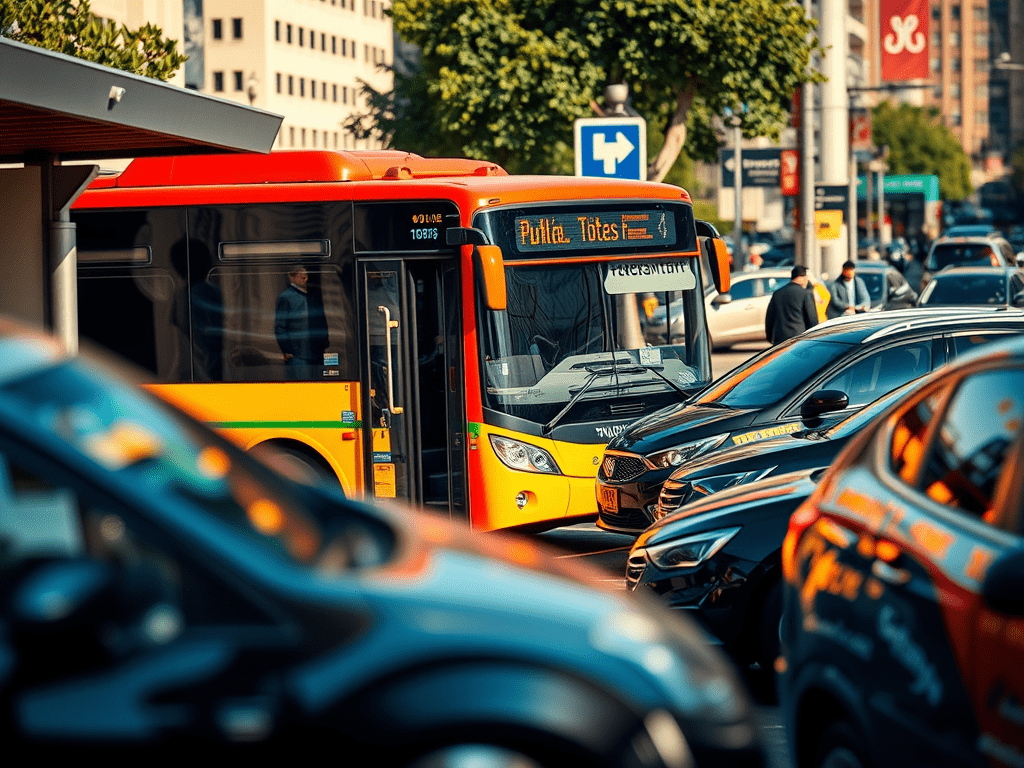 Public busses in the street of Italy